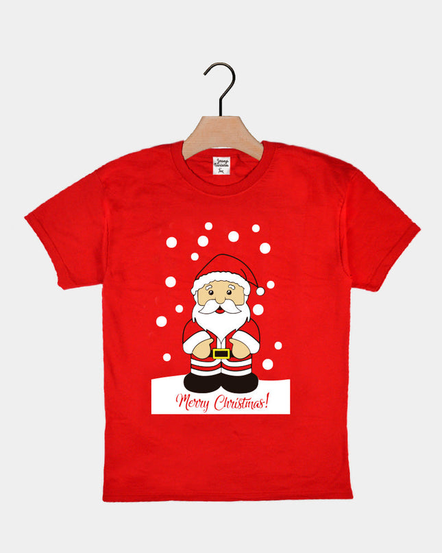 Red Kids Christmas T-Shirt with Santa Claus