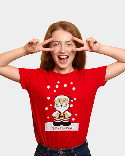 Red Christmas T-Shirt for Men and Women with Santa