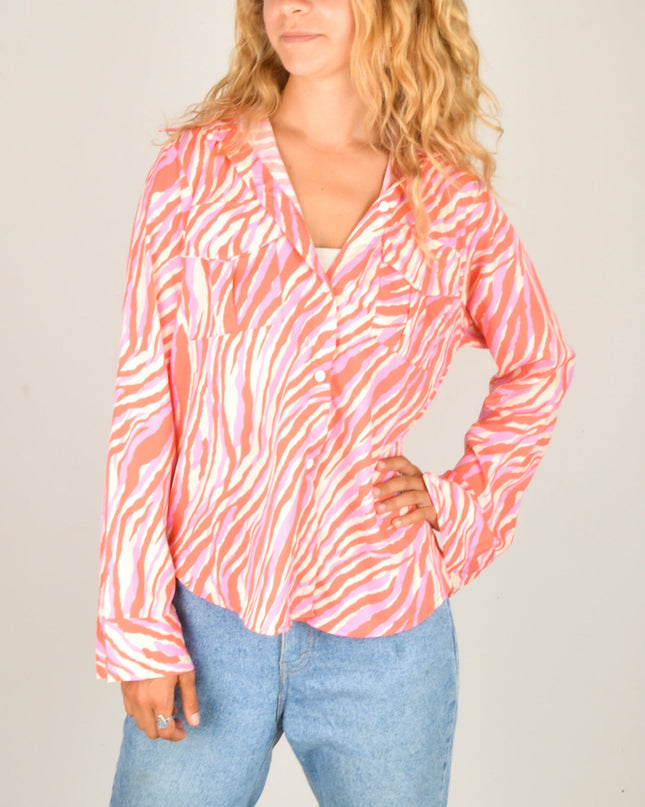 Pink Stribet Tigris Bluse