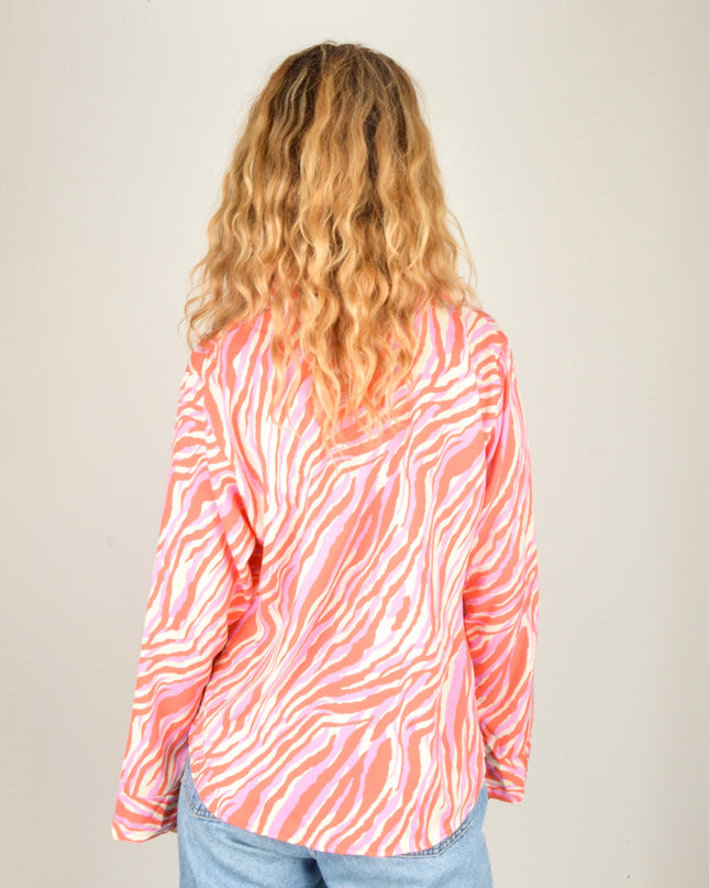 Pink Stribet Tigris Bluse