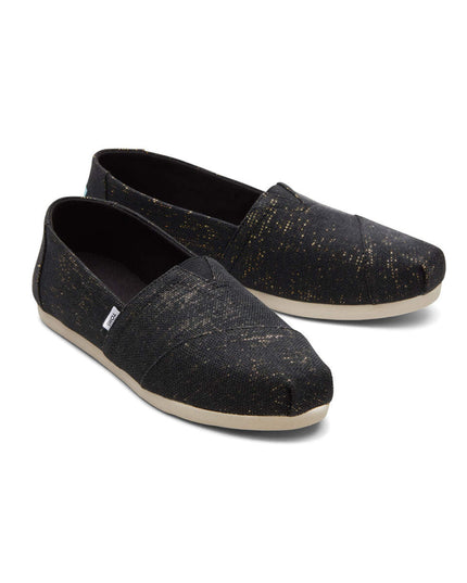 TOMS Alpargata Metallic Linen - Black Slippers