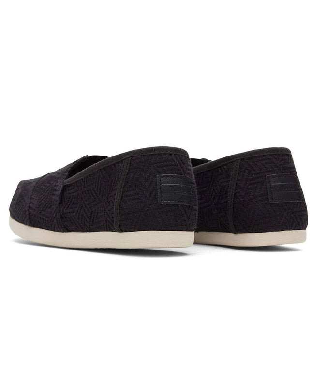 Black Geometric Lace Alpargata Slippers by TOMS