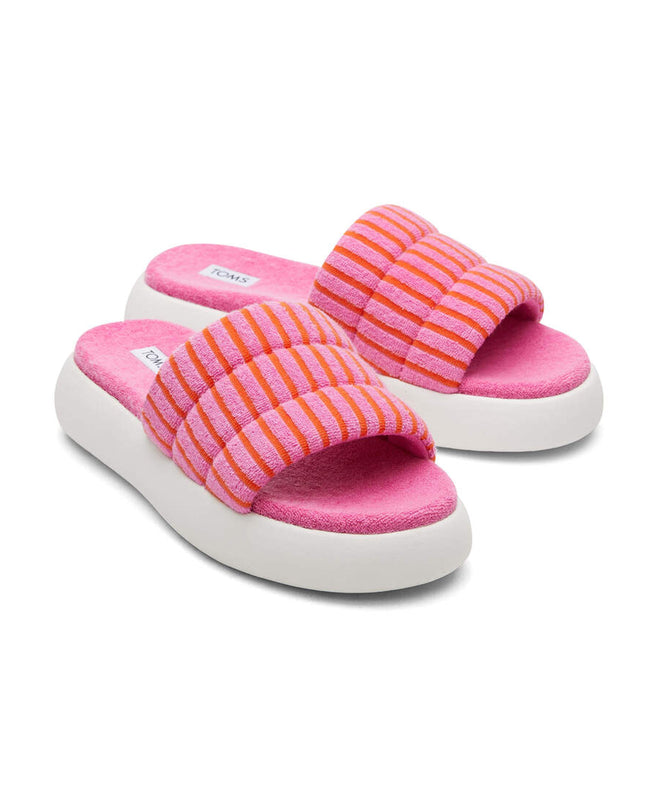 Pink Striped Terry Mallow Slide Slippers by TOMS