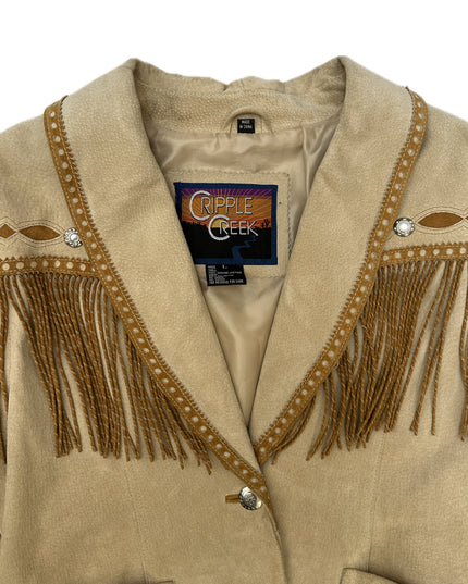 Vintage Brown Leather Jacket with Fringe