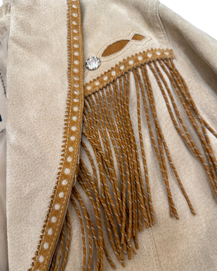 Vintage Brun Læderjakke med Frynser