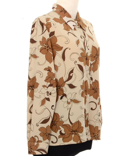Vintage Bluse - Brun Blomstret