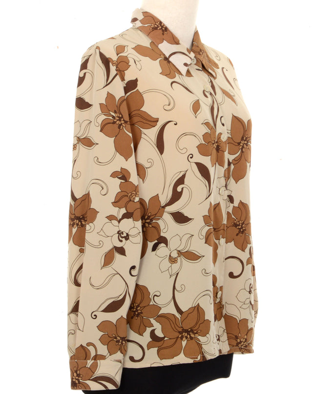 Vintage Bluse - Brun Blomstret