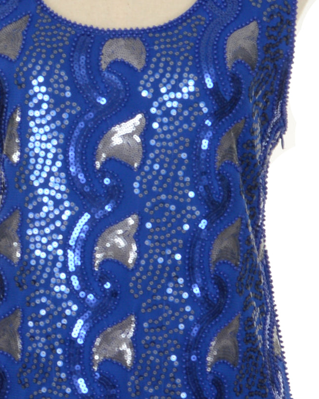 Vintage Dress - Blue Beaded