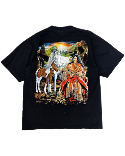 Vintage Indian Woman Feeding Foal T-Shirt for Men and Women