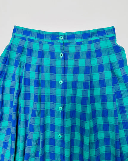 Falda Vintage - Acuadrada Azul | Handle: vintage-skirt-checkered-blue