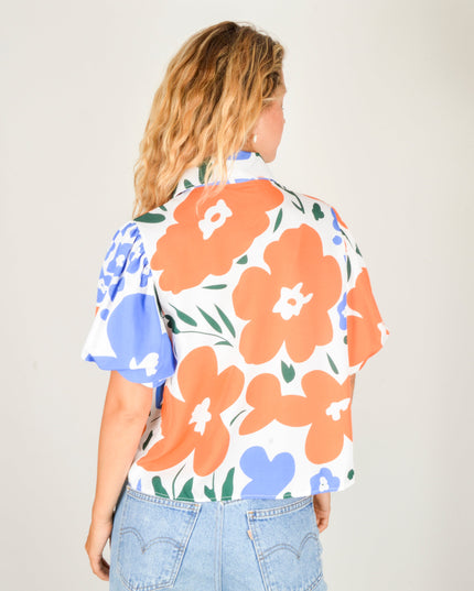 White Floral Bouquet Blouse