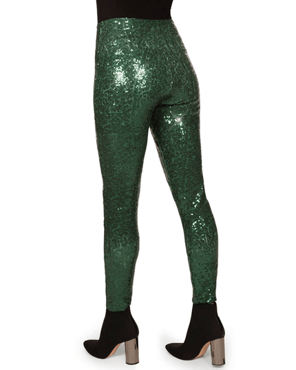 Dark Green Sequin High Waisted Leggings