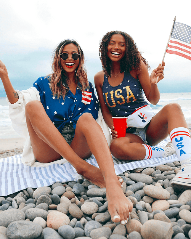 Kvinders Guld Folie USA Tank Top