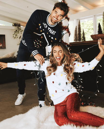 Kvinders Paillet Lys Grimasse Juletrøje