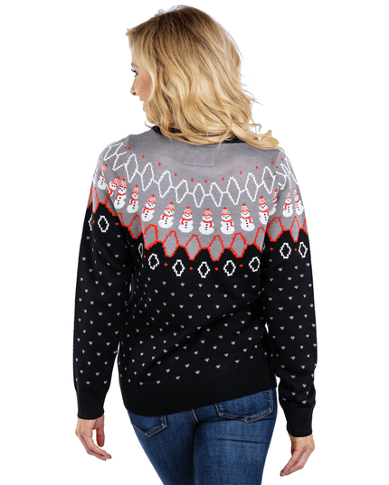 Women's Swooping Snowman Ugly Christmas Sweater