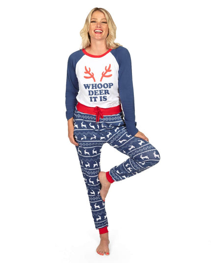 Women's Whoop Deer It Is Crew Neck Pyjamas Sæt