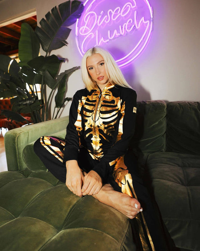 Kvinders Guld Skelet Kostume