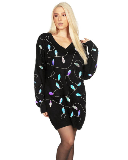 Women's Iridescent Lights Oversized Sweater Kjole