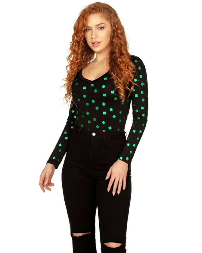 Metallic Kløver Langærmet Bodysuit