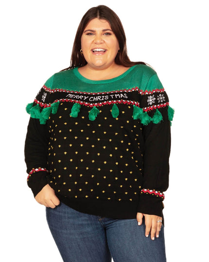 Women's Christmas Tree Tassel Plus Size Ugly Christmas Sweater