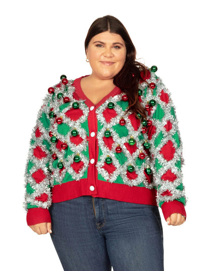 Women's Tacky Tinsel Plus Size Cardigan Sweater