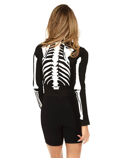 Women's Skeleton Long Sleeve Crop Top